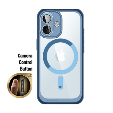 iPhone 16 6.1 inch Unicorn Beetle MAG Slim Clear MagSafe Camera Control Button Case-Blue