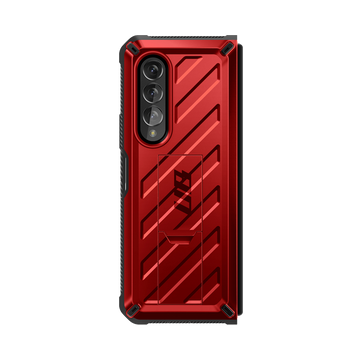 Galaxy Z Fold 3 Unicorn Beetle Kickstand Case with Screen Protector-Metallic Red