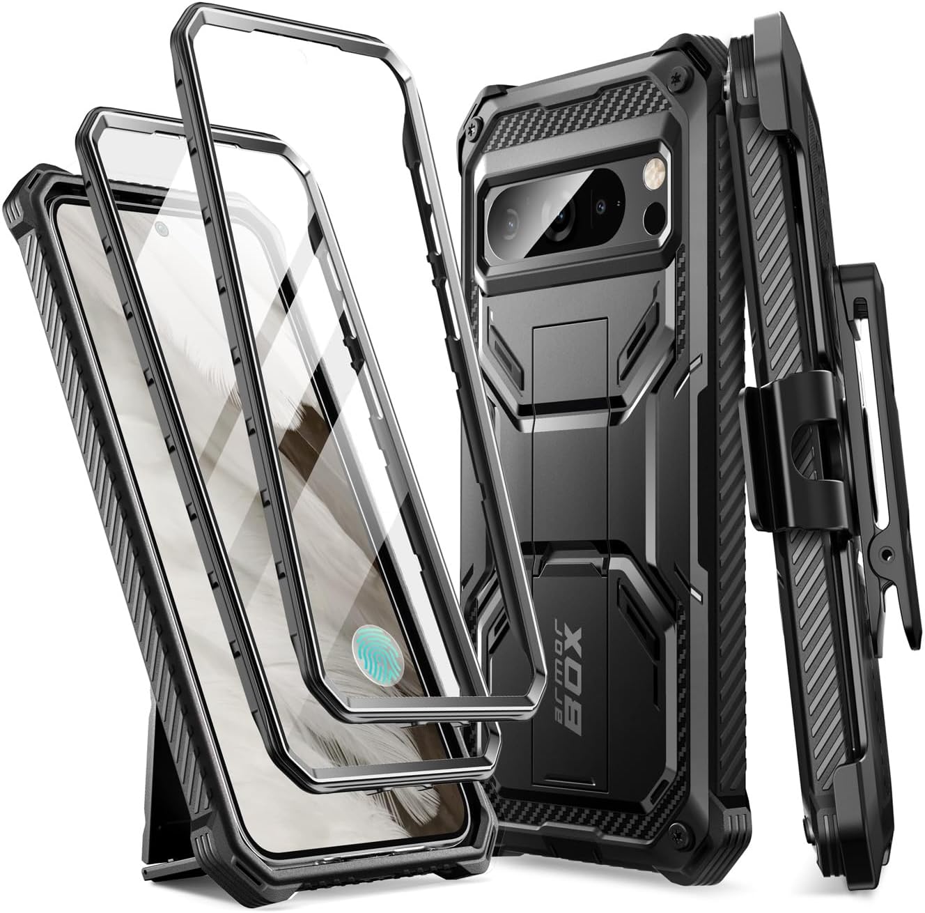 i-Blason Armorbox Series Case for Google Pixel 8 Pro（2023 Release, Full Body Heavy Duty Kickstand Case with Built-in Screen Protector for Pixel 8 Pro (Black)