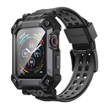 Apple Watch 46mm Armorbox Case with Tempered Glass Screen Protectors - Black