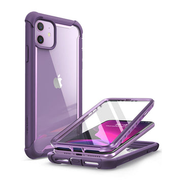 i-Blason Ares Case for iPhone 11 6.1 inch (2019 Release), Dual Layer Rugged Clear Bumper Case With Built-in Screen Protector (Purple)