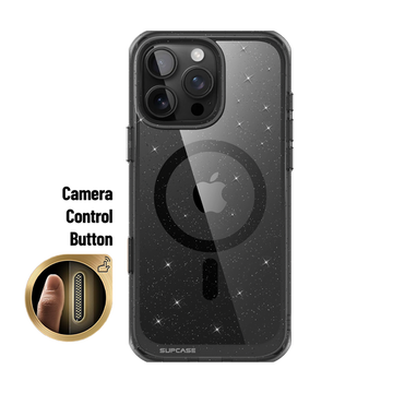 iPhone 16 Pro 6.3 inch Unicorn Beetle MAG Slim Clear MagSafe Camera Control Button Case-Glitter Black