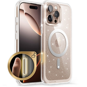 iPhone 16 Pro Max 6.9 inch Unicorn Beetle MAG Slim Clear MagSafe Camera Control Button Case-Glitter Pink