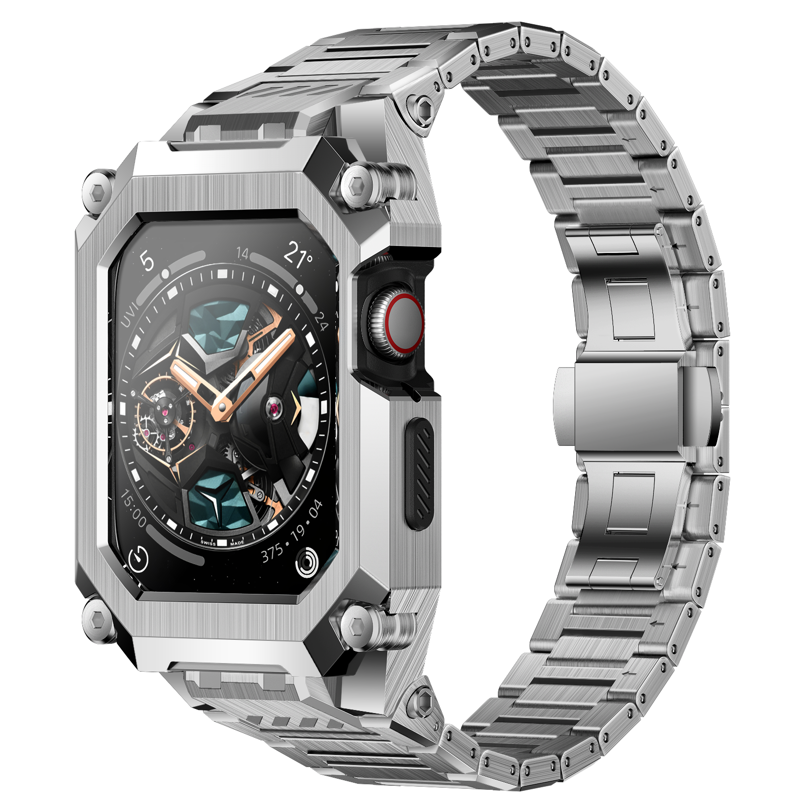 UB Steel Stainless Steel Apple Watchband - Silver