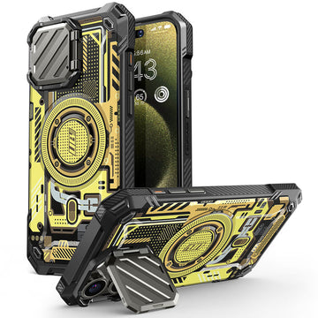 iPhone 15 Pro Max 6.7 inch Unicorn Beetle MAG XT MagSafe Case- Yellow Circuit