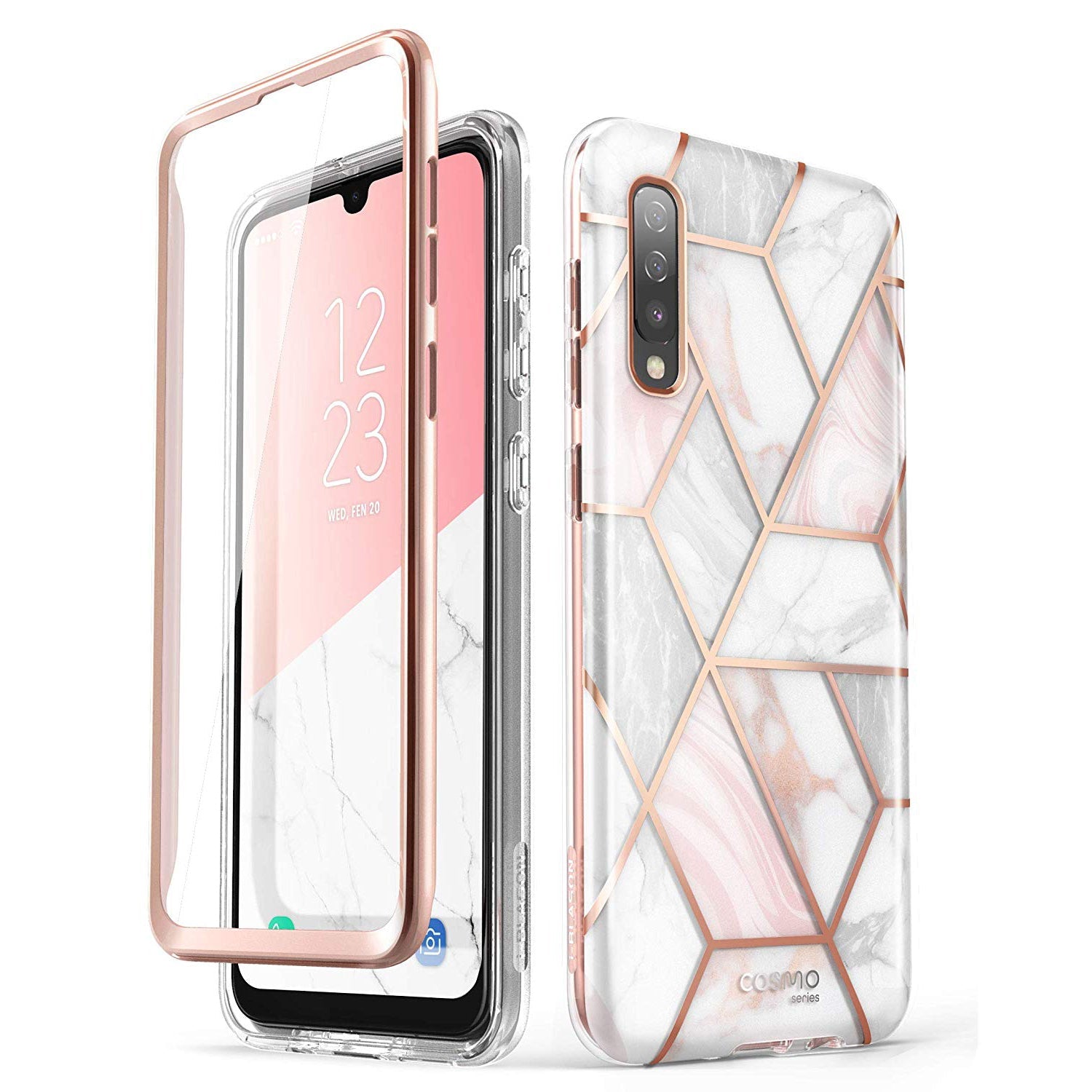 i-Blason Cosmo Series for Samsung Galaxy A50/A50s Case, Slim Full-Body Stylish Protective Case with Built-in Screen Protector (Marble)