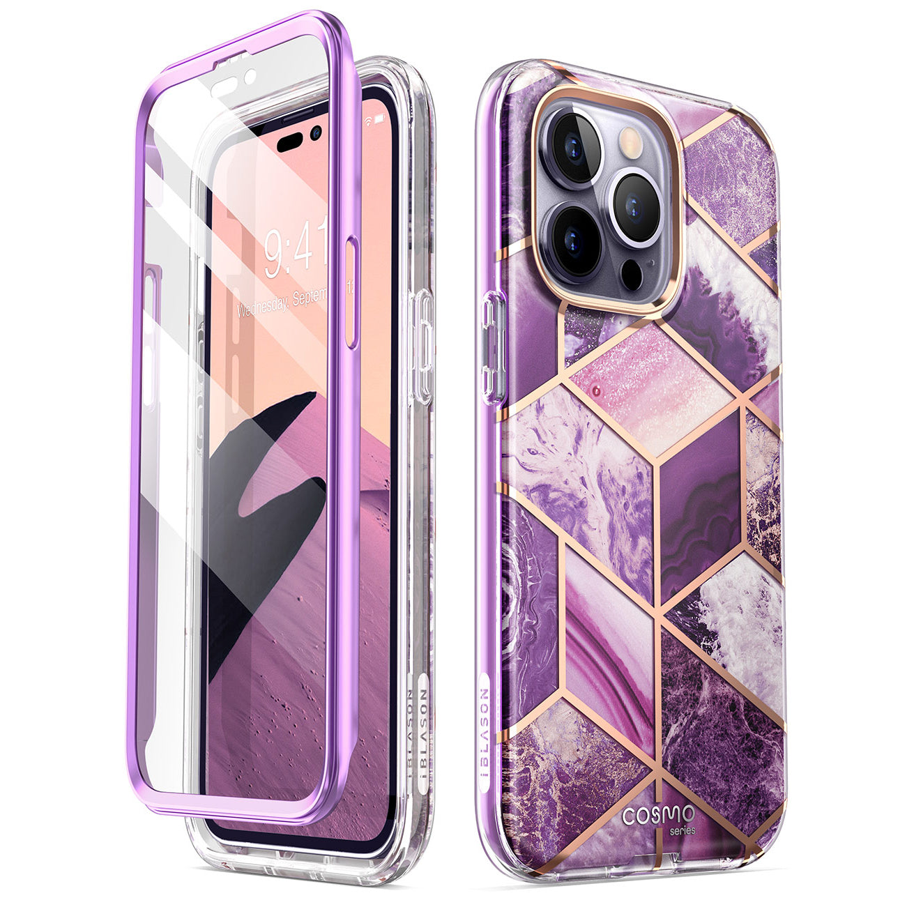 iPhone 14 Pro Cosmo Case - Marble Purple