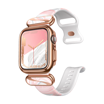 I-Blason Cosmo Luxe Case for Apple Watch Series 7 (41mm) and Apple Watch Series 4/5/6/SE (40mm)  - Marble Pink/Rose Gold