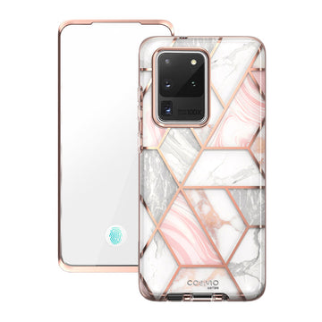 i-Blason Cosmo Series Case for Samsung Galaxy S20 Ultra 5G (2020 Release), [Built-in Screen Protector] Slim Stylish Protective Case (Marble)