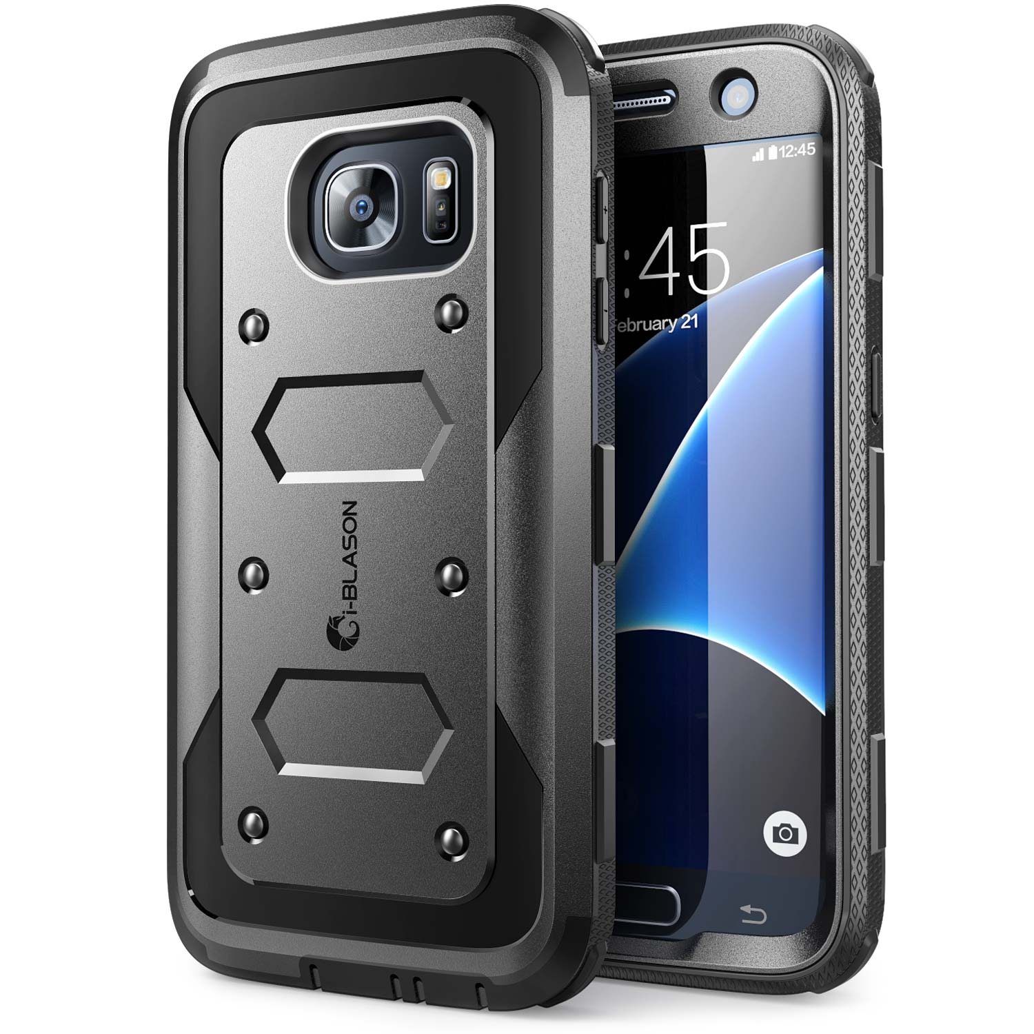 i-Blason Galaxy S7 Case, [Armorbox] built in [Screen Protector] [Full body] [Heavy Duty Protection ] Shock Reduction/Bumper Case for Samsung Galaxy S7 2016 Release (Black)