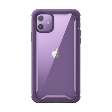 i-Blason Ares Case for iPhone 11 6.1 inch (2019 Release), Dual Layer Rugged Clear Bumper Case With Built-in Screen Protector (Purple)