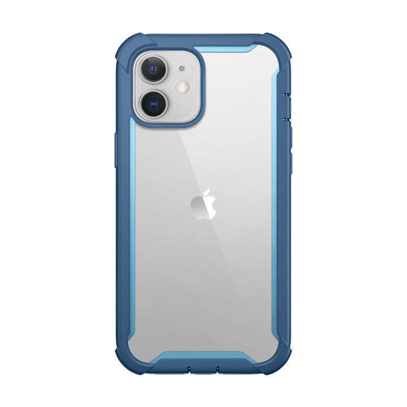 i-Blason Ares Case for iPhone 12, iPhone 12 Pro 6.1 Inch (2020 release), Dual Layer Rugged Clear Bumper Case with Built-in Screen Protector (Blue)