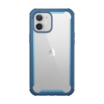 i-Blason Ares Case for iPhone 12, iPhone 12 Pro 6.1 Inch (2020 release), Dual Layer Rugged Clear Bumper Case with Built-in Screen Protector (Blue)