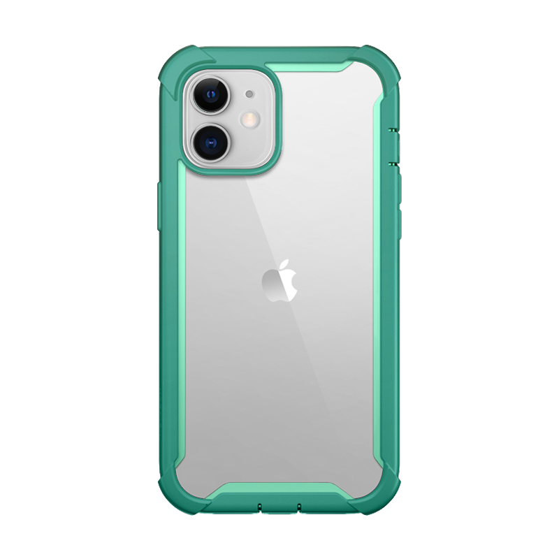 i-Blason Ares Case for iPhone 12, iPhone 12 Pro 6.1 Inch (2020 release), Dual Layer Rugged Clear Bumper Case with Built-in Screen Protector (MintGreen)