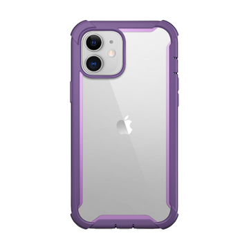 i-Blason Ares Series Designed for iPhone 12 Mini Case (2020), Dual Layer Rugged Clear Bumper Case with Built-in Screen Protector (Purple)