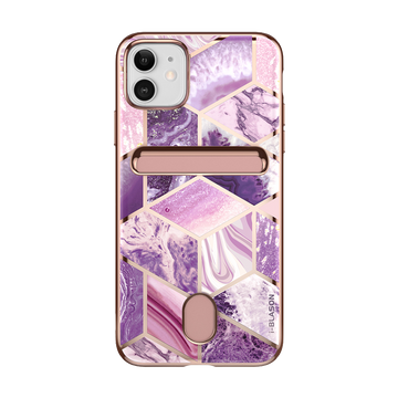 iPhone 12 mini Cosmo Wallet Case - Marble Purple