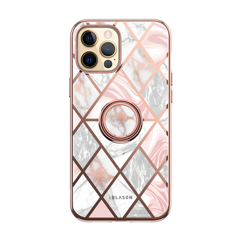 i-Blason Cosmo Snap Case Designed for iPhone 13 Pro 6.1 Inch (2021 Release), Slim with Built-in 360Â° Rotatable Ring Holder Kickstand Supports Car Mount (Marble)