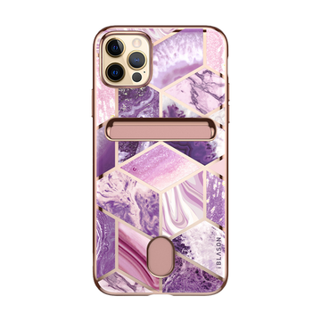 iPhone 13 Pro Max Cosmo Wallet Case - Marble Purple
