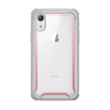 i-Blason [Ares] Full-body Rugged Clear Bumper Case with Built-in Screen Protector compatible with Apple iPhone XR 6.1 Inch (2018 Release) (Pink)