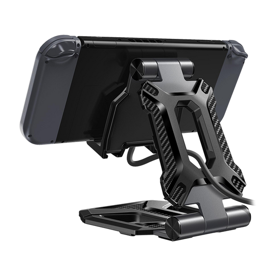 Heavy Duty Phone Stand for Desk Folds Flat Fits In Pocket-Black
