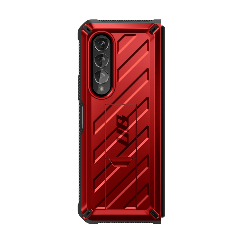 Galaxy Z Fold4 Unicorn Beetle Kickstand Case with Screen Protector-Metallic Red